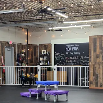 New Era Dog Training Office Reception area and gated training space at New Era Dog Training